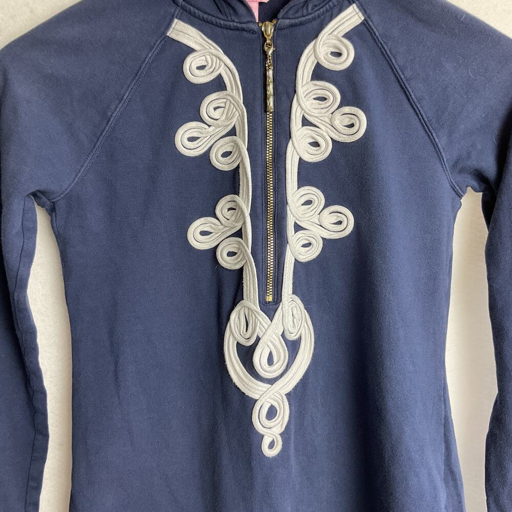 Lilly Pulitzer Skipper Hooded Popover Dress Three Quarter Zip Navy Blue XXS - Picture 4 of 12